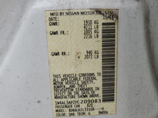 Photo 13 from auction – 2015 NISSAN ALTIMA 2.5 with VIN 1N4AL3AP2FC209083