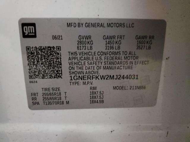 Photo 12 from auction – 2021 CHEVROLET TRAVERSE L with VIN 1GNERFKW2MJ244031