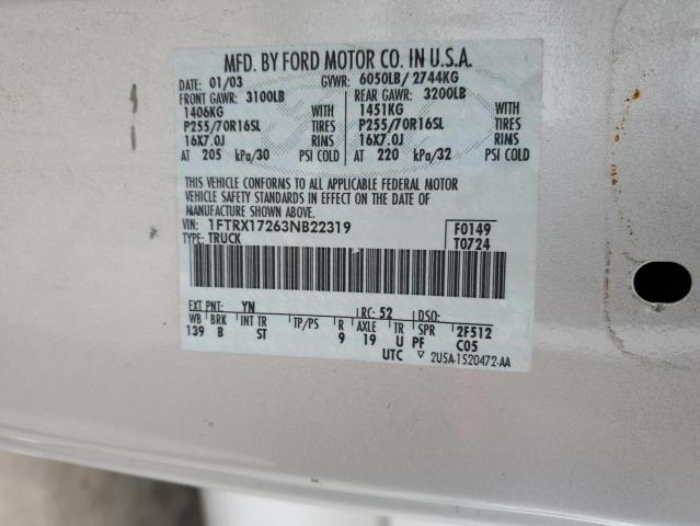 Photo 12 from auction – 2003 FORD F150 with VIN 1FTRX17263NB22319