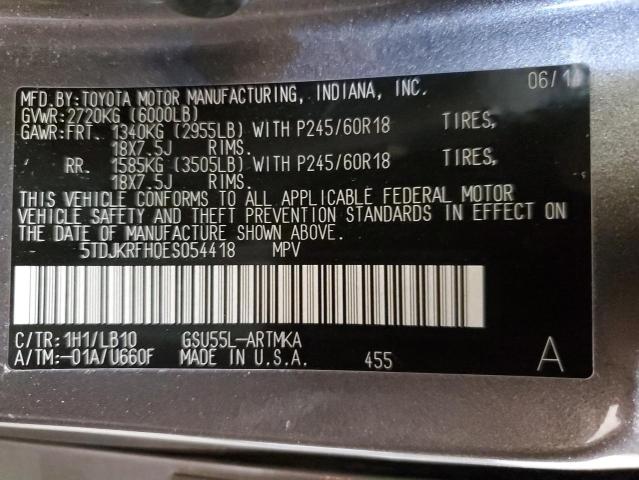 Photo 14 from auction – 2014 TOYOTA HIGHLANDER with VIN 5TDJKRFH0ES054418