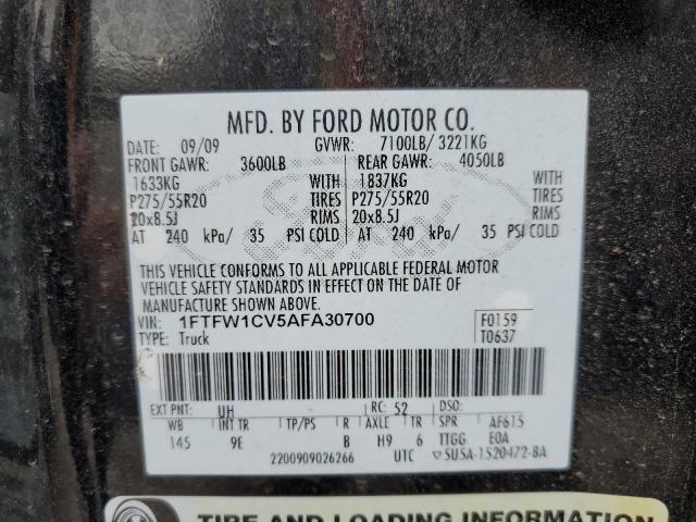 Photo 12 from auction – 2010 FORD F150 SUPER with VIN 1FTFW1CV5AFA30700