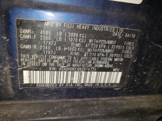 Photo 14 from auction – 2010 SUBARU OUTBACK 2. with VIN 4S4BRBKC4A3379775