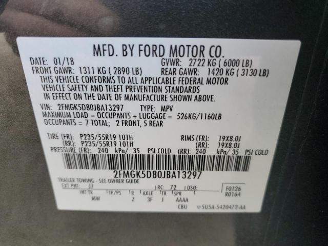 Photo 14 from auction – 2018 FORD FLEX LIMIT with VIN 2FMGK5D80JBA13297