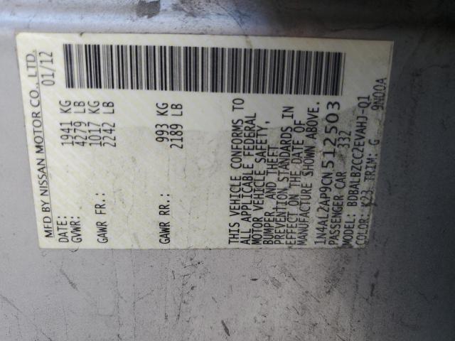 Photo 12 from auction – 2012 NISSAN ALTIMA BAS with VIN 1N4AL2AP9CN512503
