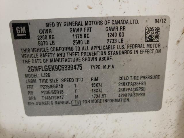 Photo 13 from auction – 2012 CHEVROLET EQUINOX LT with VIN 2GNFLGEK9C6339475