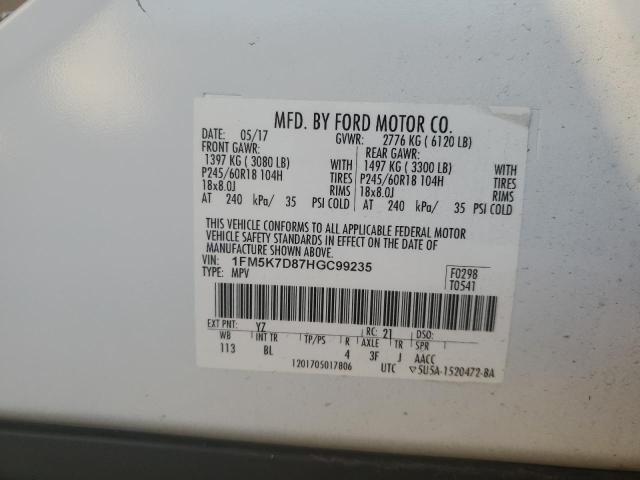 Photo 14 from auction – 2017 FORD EXPLORER X with VIN 1FM5K7D87HGC99235