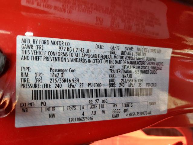 Photo 12 from auction – 2012 FORD FOCUS SE with VIN 1FAHP3K23CL188262