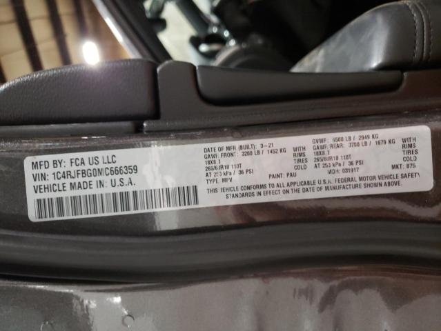 Photo 12 from auction – 2021 JEEP GRAND CHER with VIN 1C4RJFBG0MC666359