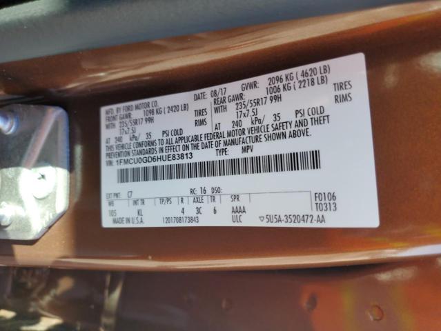 Photo 12 from auction – 2017 FORD ESCAPE SE with VIN 1FMCU0GD6HUE83813