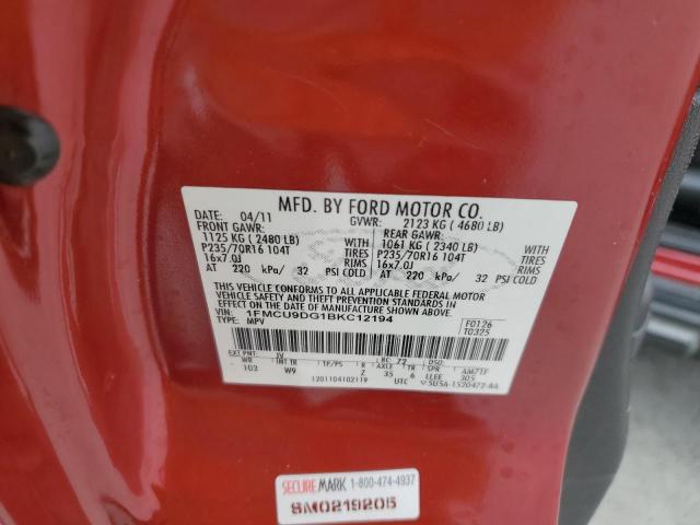 Photo 14 from auction – 2011 FORD ESCAPE XLT with VIN 1FMCU9DG1BKC12194
