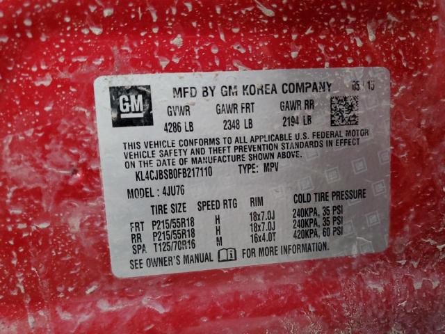 Фото 14 с аукциона – 2015 BUICK ENCORE с VIN KL4CJBSB0FB217110