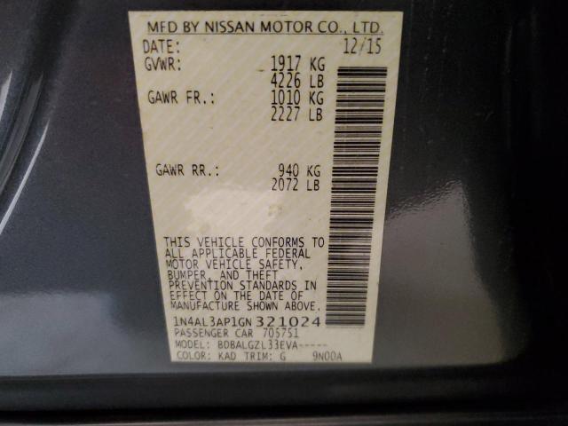 Photo 12 from auction – 2016 NISSAN ALTIMA 2.5 with VIN 1N4AL3AP1GN321024