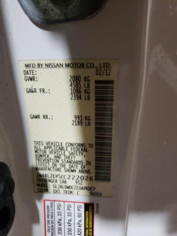 Photo 13 from auction – 2012 NISSAN ALTIMA SR with VIN 1N4BL2EP5CC222026