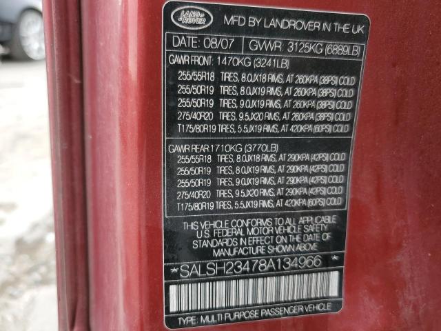 Photo 14 from auction – 2008 LAND ROVER RANGE ROVE with VIN SALSH23478A134966