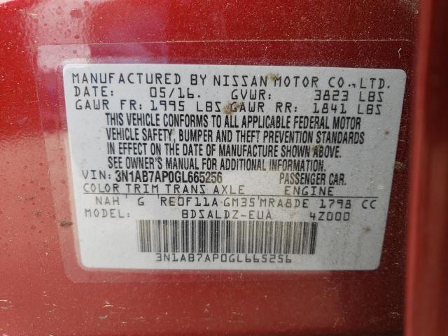 Photo 12 from auction – 2016 NISSAN SENTRA S with VIN 3N1AB7AP0GL665256