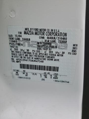 Photo 13 from auction – 2005 MAZDA TRIBUTE S with VIN 4F2CZ94175KM47348