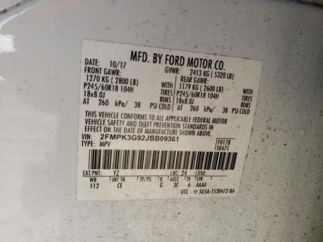 Photo 13 from auction – 2018 FORD EDGE SE with VIN 2FMPK3G92JBB09361