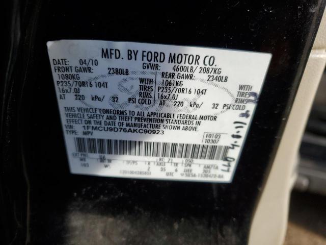 Photo 12 from auction – 2010 FORD ESCAPE XLT with VIN 1FMCU9D76AKC90923