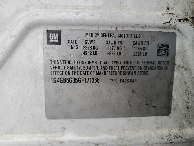 Photo 12 from auction – 2016 BUICK LACROSSE with VIN 1G4GB5G35GF171366