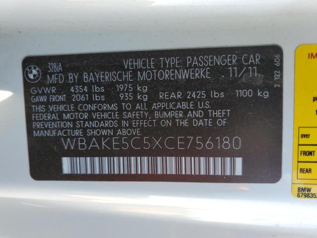 Photo 12 from auction – 2012 BMW 328 I SULE with VIN WBAKE5C5XCE756180
