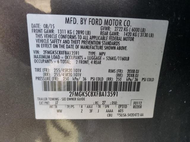 Photo 14 from auction – 2015 FORD FLEX SEL with VIN 2FMGK5C8XFBA13591