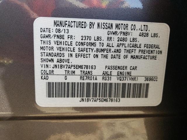 Photo 12 from auction – 2014 INFINITI Q50 BASE with VIN JN1BV7AP5EM678163