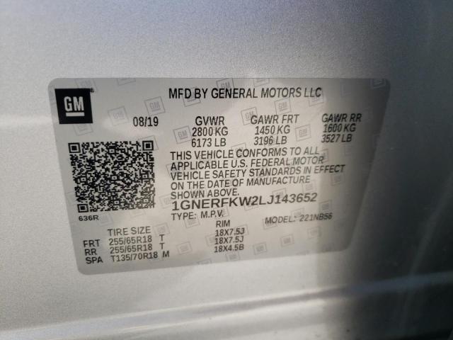 Photo 14 from auction – 2020 CHEVROLET TRAVERSE L with VIN 1GNERFKW2LJ143652