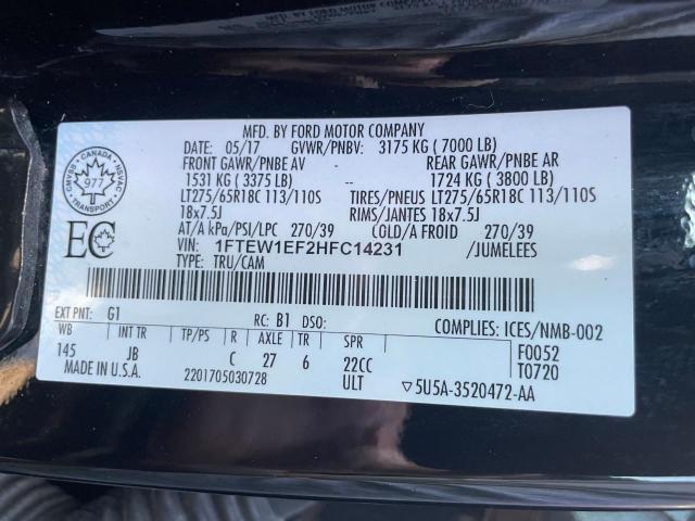 Photo 10 from auction – 2017 FORD F150 SUPER with VIN 1FTEW1EF2HFC14231