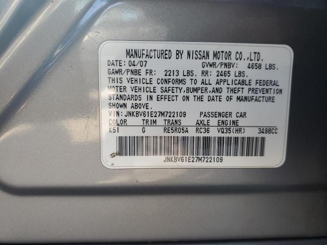 Photo 12 from auction – 2007 INFINITI G35 with VIN JNKBV61E27M722109
