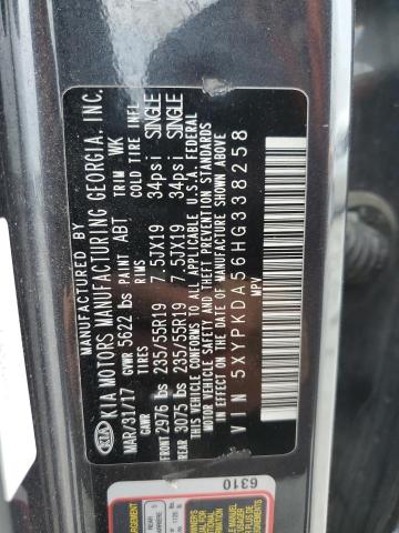 Photo 13 from auction – 2017 KIA SORENTO SX with VIN 5XYPKDA56HG338258