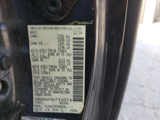 Photo 12 from auction – 2015 NISSAN FRONTIER S with VIN 1N6AD0CW7FN735074