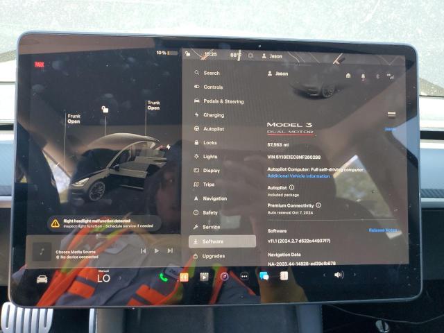 Photo 9 from auction – 2022 TESLA MODEL 3 with VIN 5YJ3E1EC8NF260288