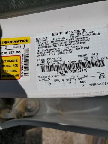 Photo 13 from auction – 2019 FORD FUSION SE with VIN 3FA6P0LU3KR137740