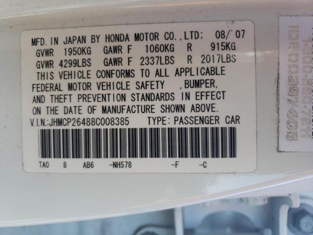 Photo 12 from auction – 2008 HONDA ACCORD LXP with VIN JHMCP26488C008385