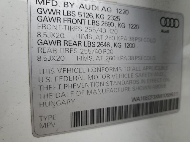 Photo 14 from auction – 2021 AUDI Q3 PREMIUM with VIN WA1EECF3XM1069511