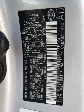 Photo 12 from auction – 2012 TOYOTA COROLLA BA with VIN 2T1BU4EE1CC802172