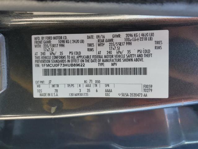 Photo 13 from auction – 2017 FORD ESCAPE S with VIN 1FMCU0F73HUB89622
