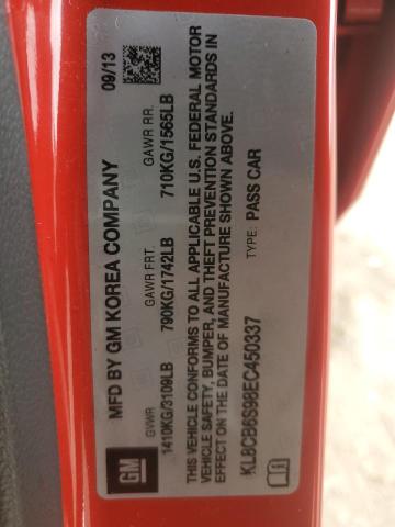 Photo 12 from auction – 2014 CHEVROLET SPARK LS with VIN KL8CB6S98EC450337