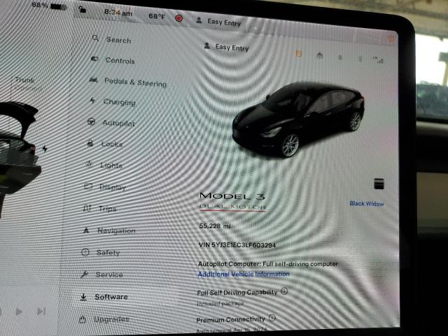 Photo 9 from auction – 2020 TESLA MODEL 3 with VIN 5YJ3E1EC3LF603294