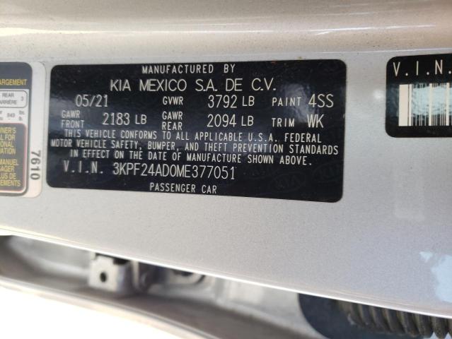 Photo 12 from auction – 2021 KIA FORTE FE with VIN 3KPF24AD0ME377051