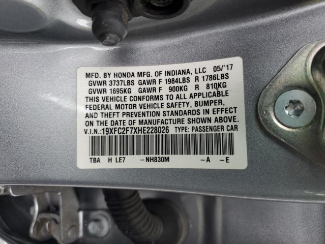 Photo 12 from auction – 2017 HONDA CIVIC EX with VIN 19XFC2F7XHE228026