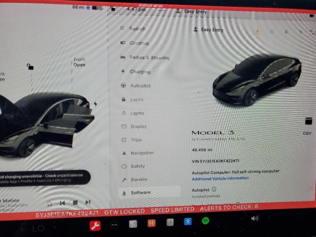 Photo 9 from auction – 2019 TESLA MODEL 3 with VIN 5YJ3E1EA7KF422471