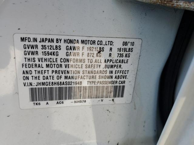 Photo 12 from auction – 2010 HONDA FIT with VIN JHMGE8H68AS021948