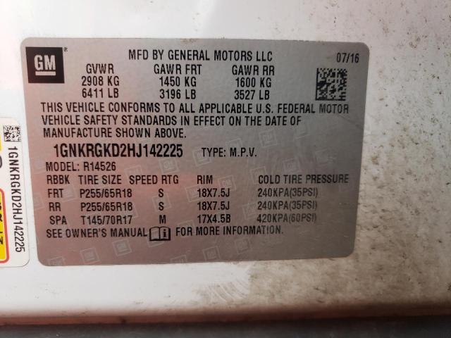 Photo 14 from auction – 2017 CHEVROLET TRAVERSE L with VIN 1GNKRGKD2HJ142225