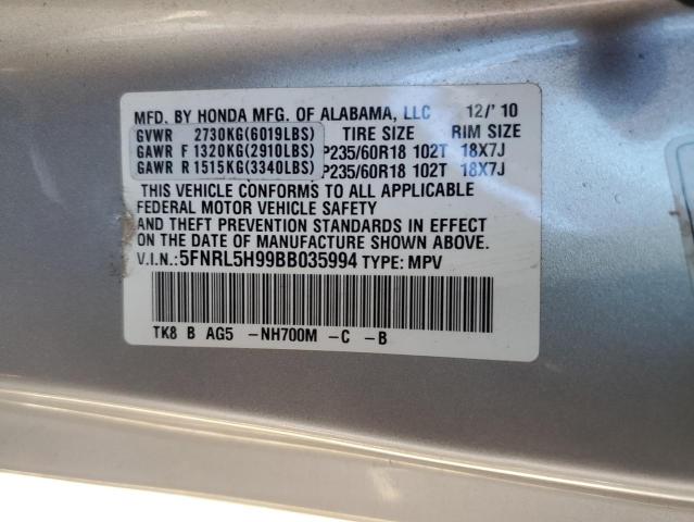Photo 13 from auction – 2011 HONDA ODYSSEY TO with VIN 5FNRL5H99BB035994