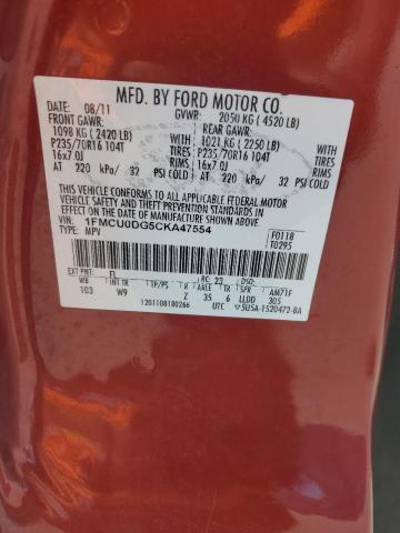Photo 12 from auction – 2012 FORD ESCAPE XLT with VIN 1FMCU0DG5CKA47554