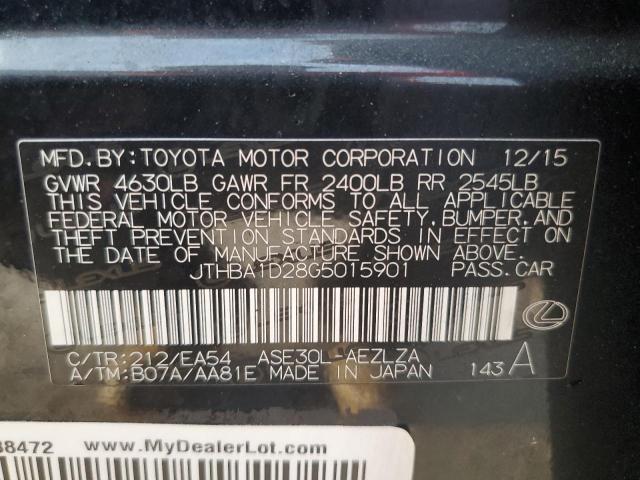 Photo 12 from auction – 2016 LEXUS IS 200T with VIN JTHBA1D28G5015901
