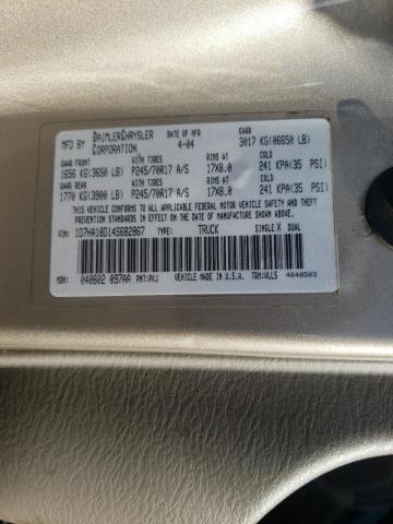 Photo 13 from auction – 2004 DODGE RAM 1500 S with VIN 1D7HA18D14S682867