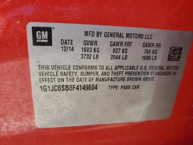 Photo 12 from auction – 2015 CHEVROLET SONIC LT with VIN 1G1JC6SB8F4149604