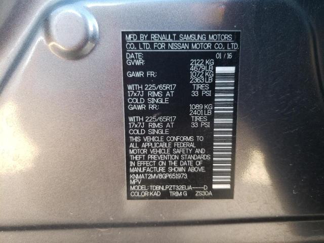 Photo 13 from auction – 2016 NISSAN ROGUE S with VIN KNMAT2MV8GP651973